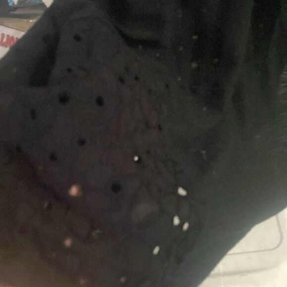 EUC Zara Womens Eyelet Little Black Midi Dress with Delicate Lace Accents - Picture 7 of 12